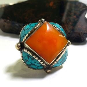 Nepal traditional turquoise ring